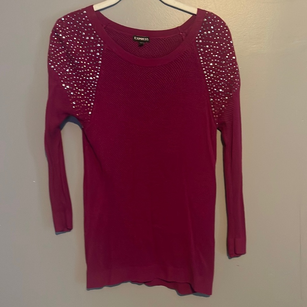Express Burgundy Sequence Blouse